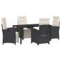 Conjunto de Comedor de Jardín 5 pcs Negro ratán sintético