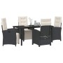 Conjunto de Comedor de Jardín 5 pcs Negro ratán sintético