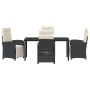 Conjunto de Comedor de Jardín 5 pcs Negro ratán sintético