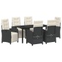 Conjunto de Comedor de Jardín 7 pcs Negro ratán sintético