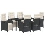 Conjunto de Comedor de Jardín 7 pcs Negro ratán sintético