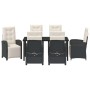 Conjunto de Comedor de Jardín 7 pcs Negro ratán sintético