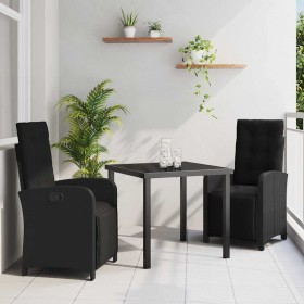 Conjunto de Comedor de Jardín 3 pcs Negro ratán sintético