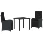 Conjunto de Comedor de Jardín 3 pcs Negro ratán sintético