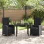 Conjunto de Comedor de Jardín 3 pcs Negro ratán sintético
