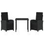 Conjunto de Comedor de Jardín 3 pcs Negro ratán sintético