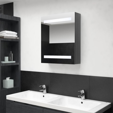 Badezimmerschrank mit LED-Spiegel glänzend grau 50x14x60 cm von vidaXL, Badezimmerwaschtische - Ref: Foro24-326483, Preis: 98...