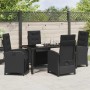 Conjunto de Comedor de Jardín 5 pcs Negro ratán sintético
