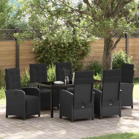 Conjunto de Comedor de Jardín 7 pcs Negro ratán sintético