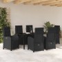 Conjunto de Comedor de Jardín 7 pcs Negro ratán sintético