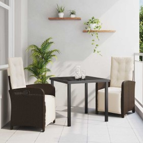 Conjunto de Comedor de Jardín 3 pcs Marrón ratán sintético