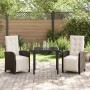 Conjunto de Comedor de Jardín 3 pcs Marrón ratán sintético