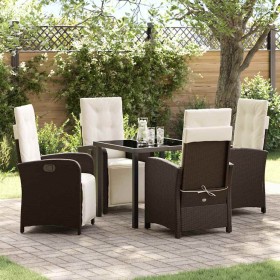 Conjunto de Comedor de Jardín 5 pcs Marrón ratán sintético
