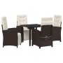 Conjunto de Comedor de Jardín 5 pcs Marrón ratán sintético