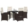 Conjunto de Comedor de Jardín 5 pcs Marrón ratán sintético