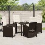 Conjunto de Comedor de Jardín 5 pcs Marrón ratán sintético