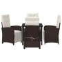Conjunto de Comedor de Jardín 5 pcs Marrón ratán sintético