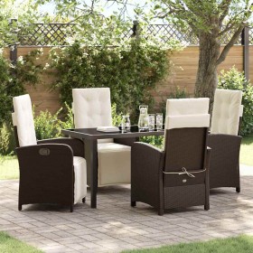 Conjunto de Comedor de Jardín 5 pcs Marrón ratán sintético