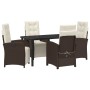 Conjunto de Comedor de Jardín 5 pcs Marrón ratán sintético