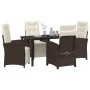 Conjunto de Comedor de Jardín 5 pcs Marrón ratán sintético