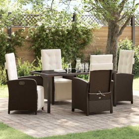 Conjunto de Comedor de Jardín 5 pcs Marrón ratán sintético