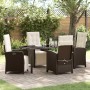 Conjunto de Comedor de Jardín 5 pcs Marrón ratán sintético