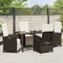 Conjunto de Comedor de Jardín 5 pcs Marrón ratán sintético