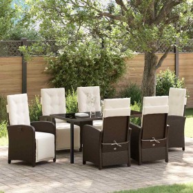 Conjunto de Comedor de Jardín 7 pcs Marrón ratán sintético