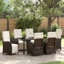 Conjunto de Comedor de Jardín 7 pcs Marrón ratán sintético
