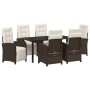 Conjunto de Comedor de Jardín 7 pcs Marrón ratán sintético