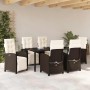 Conjunto de Comedor de Jardín 7 pcs Marrón ratán sintético