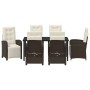Conjunto de Comedor de Jardín 7 pcs Marrón ratán sintético