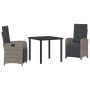Conjunto de Comedor de Jardín 3 pcs Gris ratán sintético