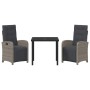 Conjunto de Comedor de Jardín 3 pcs Gris ratán sintético