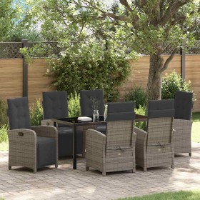 Conjunto de Comedor de Jardín 7 pcs Gris ratán sintético