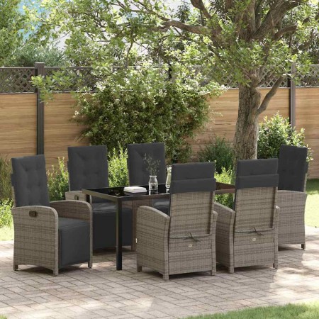 Conjunto de Comedor de Jardín 7 pcs Gris ratán sintético
