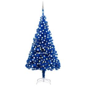 Árbol de Navidad preiluminado con luces y bolas azul 210 cm de vidaXL, Arboles de navidad - Ref: Foro24-3077682, Precio: 101,...