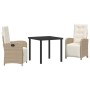Conjunto de Comedor de Jardín 3 pcs Beige ratán sintético
