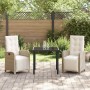Conjunto de Comedor de Jardín 3 pcs Beige ratán sintético