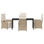 Conjunto de Comedor de Jardín 5 pcs Beige ratán sintético