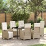 Conjunto de Comedor de Jardín 7 pcs Beige ratán sintético