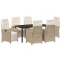 Conjunto de Comedor de Jardín 7 pcs Beige ratán sintético