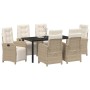 Conjunto de Comedor de Jardín 7 pcs Beige ratán sintético