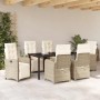 Conjunto de Comedor de Jardín 7 pcs Beige ratán sintético