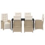 Conjunto de Comedor de Jardín 7 pcs Beige ratán sintético