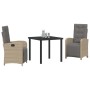Conjunto de Comedor de Jardín 3 pcs Beige ratán sintético