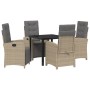Conjunto de Comedor de Jardín 5 pcs Beige ratán sintético