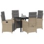 Conjunto de Comedor de Jardín 5 pcs Beige ratán sintético