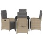 Conjunto de Comedor de Jardín 5 pcs Beige ratán sintético