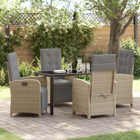 Conjunto de Comedor de Jardín 5 pcs Beige ratán sintético